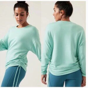Athleta | Lombard Ruched‎ Sweatshirt in Reef Green | Size Small Women's